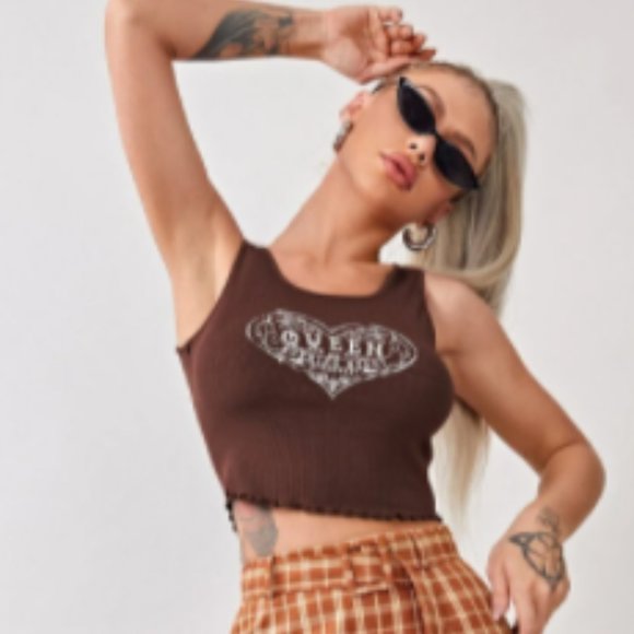 SALE! NWOT Brown Queen crop tank Sz M & S - Picture 4 of 7
